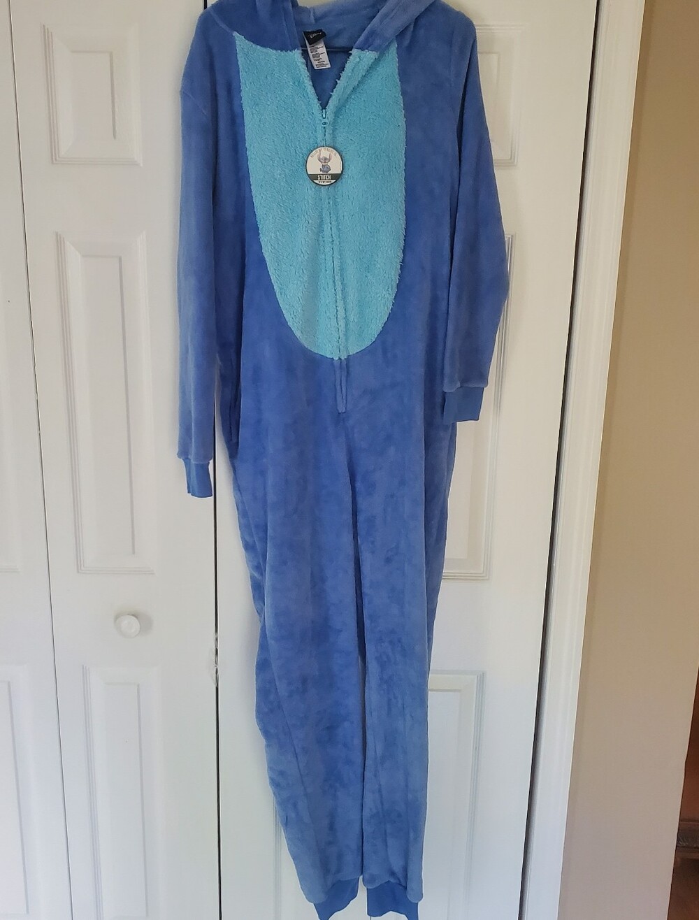 Disney Blue Plush Hooded Onesie with Light Blue Chest